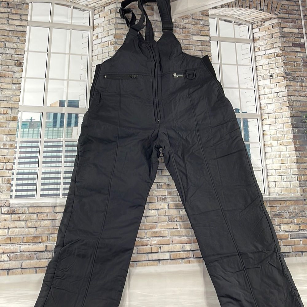 FLAW Boy's Ski Gear Black Zip Shoulder Straps Overalls Snow Pants (M) L09